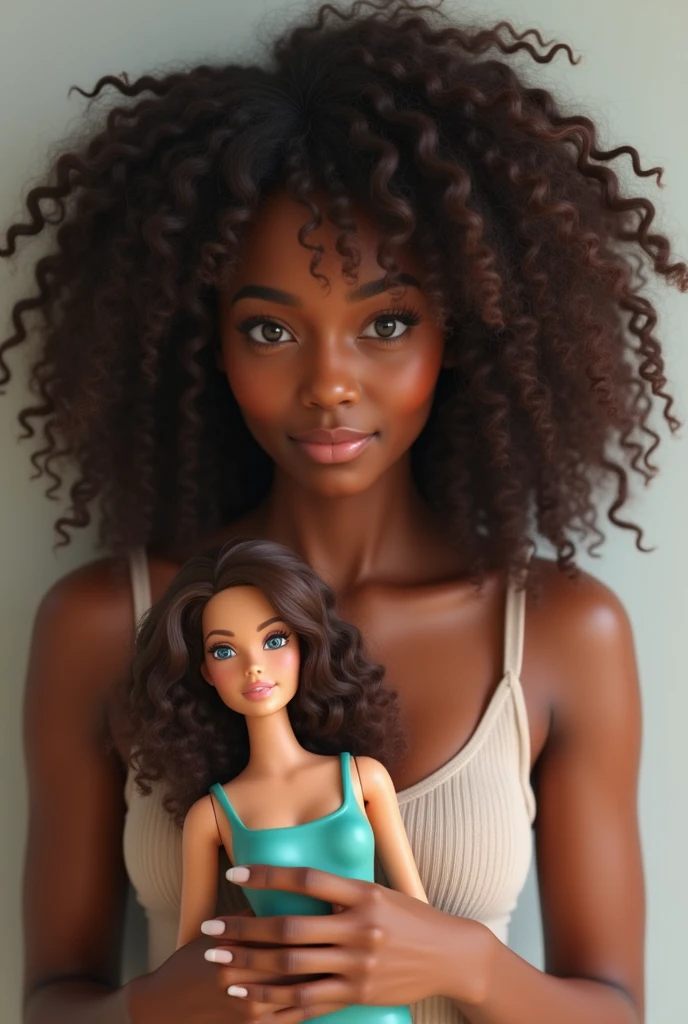 35-year-old mom who styles the hair of her mixed-race African girl before morning in the bathroom with a smile