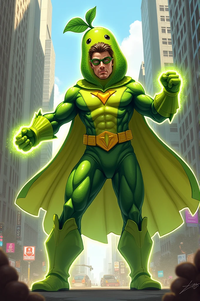 intricate detailed illustration of a teenage boy wearing a helmet with a bird face, green suit, cape, standing on top of a building, hyper realistic, 8k, photorealistic, masterpiece, cinematic lighting, vibrant colors, dramatic composition. Yellow boots. Background klcc.
