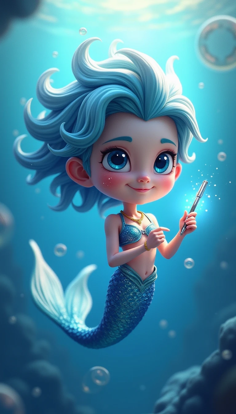 <lora:InfiniteTina:.7> A 24-year-old InfiniteTina Underwater Mermaid with rainbow hair laughing while looking off to the side