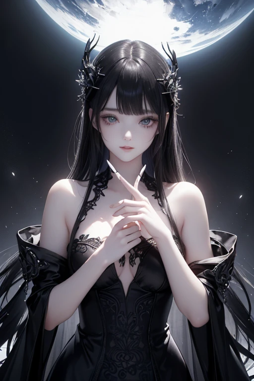 masterpiece、top-quality、hight resolution、High-quality images、8K、1womanl、detaileds、Detailed eye depiction、skin gloss、Lustrous black hair、Monochrome grayscale、Lisa、portlate、Light sleep