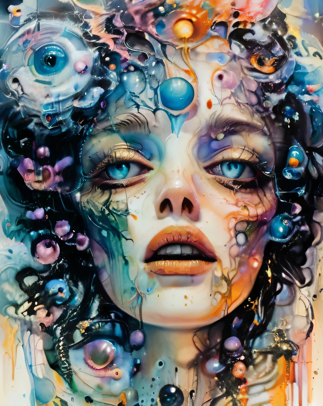 High Resolution, High Quality , Masterpiece .Hyper-realistic ink drawing with surreal colors, elements of absurdity in the style of Ross Tran featuring postal post modern design money aflame as a reference to Roby Dwi Antono, eyeballs, ghost teeth obscurity, dental fixation, stars falling in reverse, ascending into a neo traditional bubble brip sky, chiaroscuro lighting enhancing symbols of anarchist laments,a u.f.o adorned with eyes emitting an air of melancholy, atmospheric,brooding anti social chaos, ominous grey an iodine sky, Dali stylenelements of surreal macbre, in style of Brom,dr.Sues, scary stories illustrations