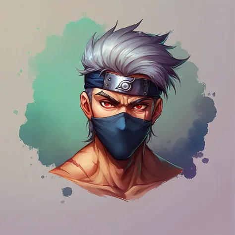 faded headshot, faded bottom, faded edges ,score_9,score_8_up,score_7_up,score_6_up,score_5_up, 1boy, kakashi, grey hair, covere...