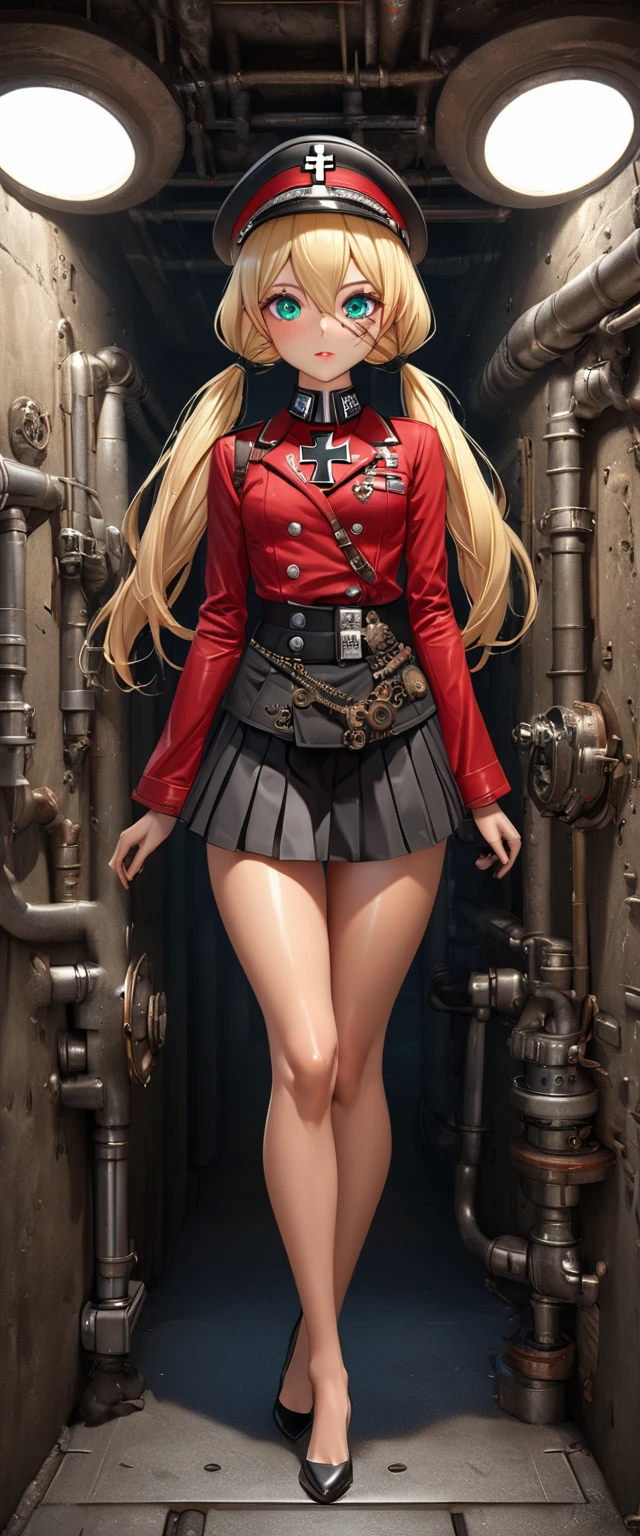 (masterpiece, best quality), intricate details, 1girl, 1girl in, ***19, Solo, Long hair, Colossal, Looking at Viewer, blond hair (standing full body toe to head by wooden pole:1.2) iron collar, arms behind back, iron cuffs, shackles, bound, bondage outfit, harness, o-ring, bondage outfit blindfolded, happy red cheeks, chain leash collar choker neck bell shackles wristbands bracers bracelets, cleave gag, sad face, red cheeks, crying tears, painful (she was sold and betrayed by her own family)