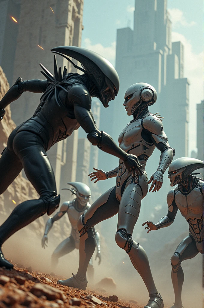Final Battle with the Alien Leader*: A fierce battle ensues between Alien X and the alien leader, with energy blasts, force fields, and powerful strikes clashing in the spaceship’s control room.