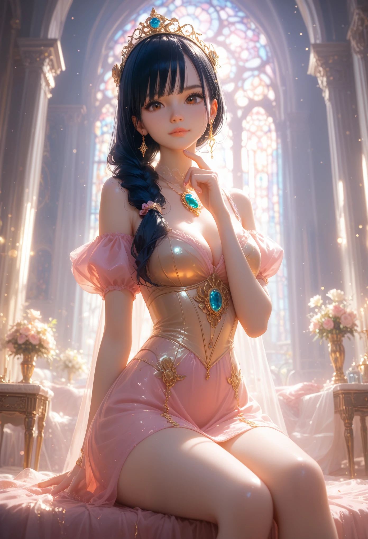 cute  girl, about 160 cm tall, Brown eyes, bright and cute colors of clothes, Long straight black hair, masterpiece, high quality, ultra quality, high quality, High resolution, ultla High resolution, absurdity, 4K, 8 K, 16 thousand., hyper-detailed, complex detailed, amazing shading, High contrast, super beautiful illustration, angle, ideal anatomy, Correct anatomy, perfect proportion, perfect face, Perfect hands, perfect legs, perfect fingers,score_9, score_8_up, score_7_up, dramatic lighting, highly detailed, high budget, bokeh, cinemascope, moody, epic, gorgeous, film grain, grainy, masterpiece, best quality, perfect anatomy, very aesthetic, official art, 8k, Shine,