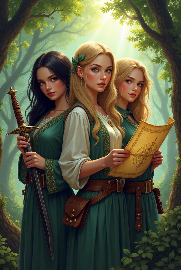 A dark elf, with a background full of marijuana leaves and marijuana flowers, and a distant gnome of her smoking in a pipe with red eyes.