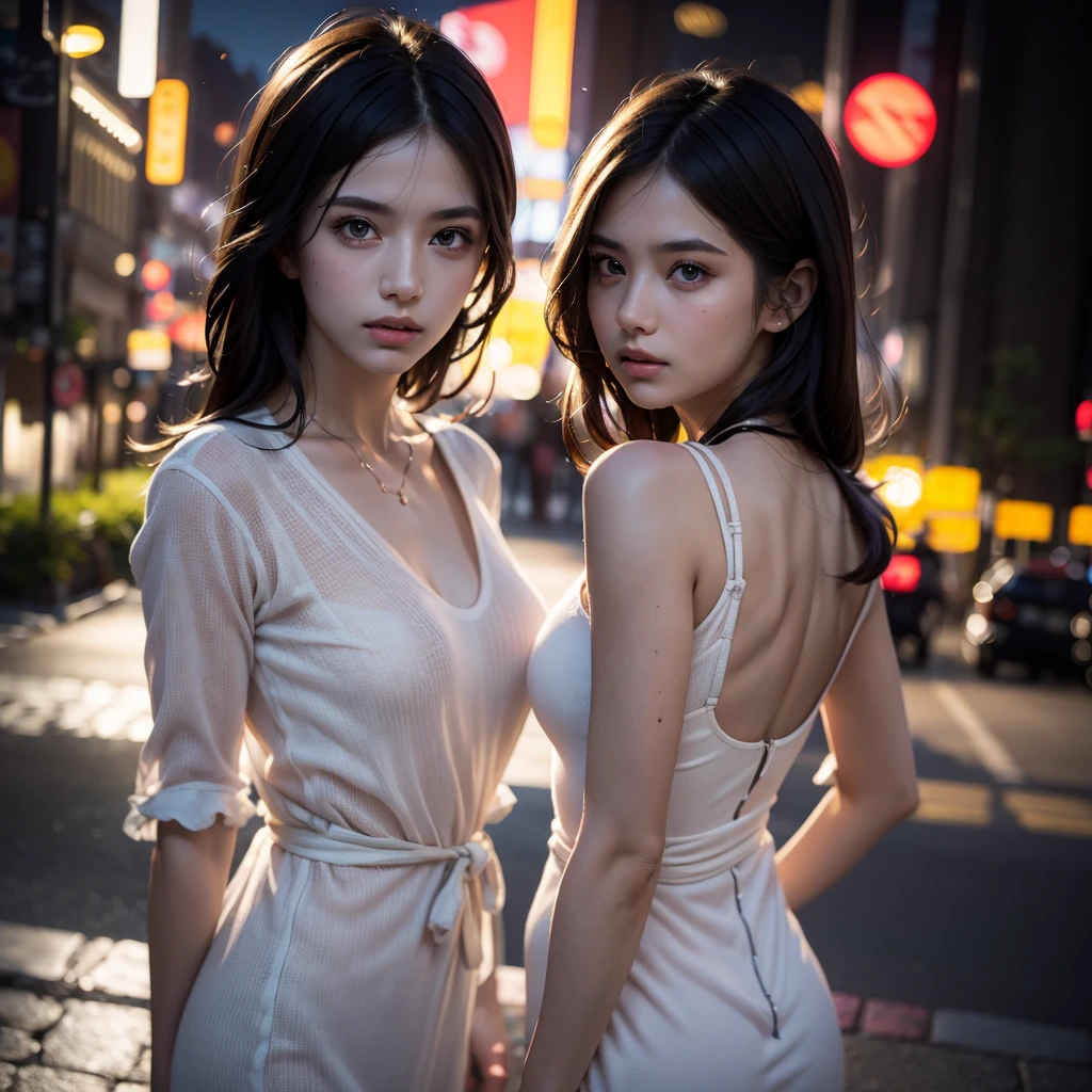 TopQuality 8K UltraDetailed Masterpiece(ProfessionalPHOTO:1.37), ExtremelyDetailed(Business Ladies), Gigantic Cleavage, Detailed (Delicate Closing textures), Undressing ((Wearing Skirt and pull down panties:1.28)) ((panty pull)) Undressing, Dusk {((Shibuya Scramble Crossing)) | Large Screen | Unbuttoned White Shirt | Blood Stained (white panties) | Red Shoes}, (Acutance:0.8)(Luminism:1.2), Blurrd Colorful Lights, Starry Particles ,