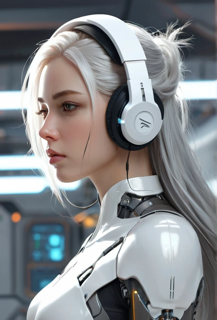 (best quality),(real),(masterpiece),absurdres,realistic,there is a woman with headphones on in a space station, girl wearing headphones, cgsociety 9, cyborg - girl with silver hair, female cyberpunk anime girl, beutiful white girl cyborg, cyberpunk beautiful girl, cyberpunk anime girl, beutiful girl cyborg, cute cyborg girl, beautiful cyborg girl, cyberpunk anime art, korean artist, anime cyborg, realistic anime style at pixiv, artgerm. anime illustration, guweiz on pixiv artstation, cgsociety - w 1 0 2 4 - n 8 - i, stanley artgerm lau, digital advanced anime art, portrait anime girl, anime fantasy artwork, perfect anime cyborg woman, heise-lian yan fang, guweiz on artstation pixiv, realistic anime art style, realistic anime 3 d style, stunning cgsociety, female anime character, wlop painting style, cgsociety and fenghua zhong, girl with white hair, realistic anime artstyle