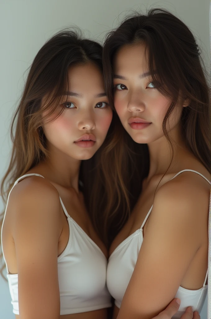2 Asian women nude close up frontal 