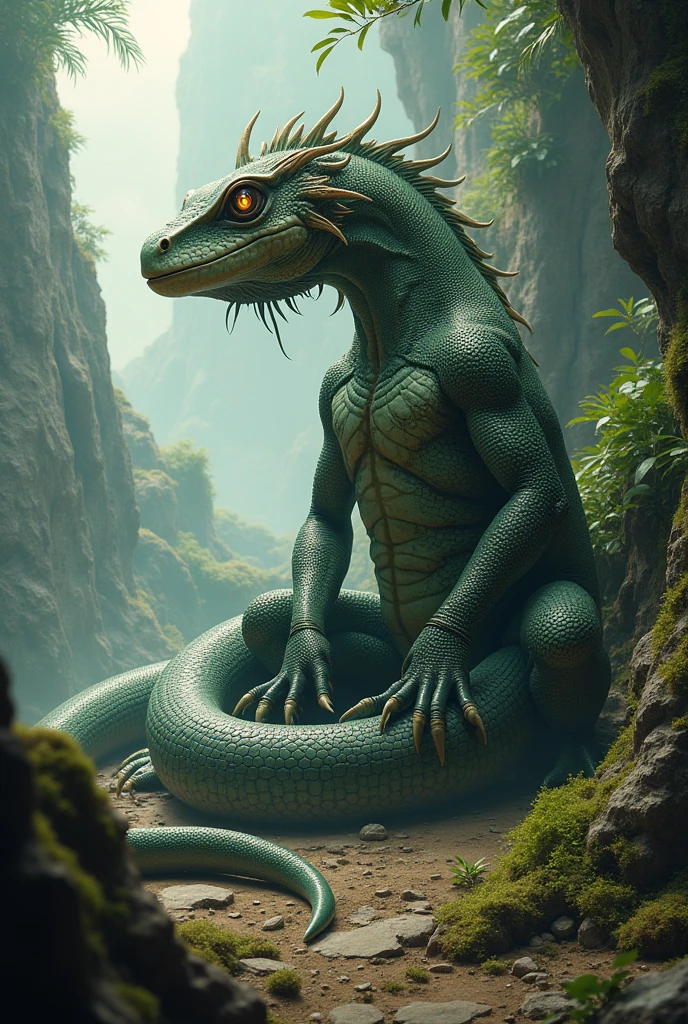 ral-mythcr, kappa, mythical creature, a photorealistic image of a Kappa, a creature from Japanese folklore, in a serene river setting, The Kappa is depicted with green scaly skin <lora:ral-mythcr-sdxl:1>