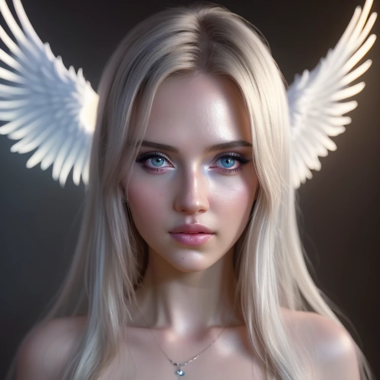 a angel celestial being con alas, highly detailed intricate features, glowing eyes, iridescent skin, flowing celestial hair, celestial patterns, ethereal and otherworldly, beautiful detailed face,8k, ultra-detailed, photorealistic, masterpiece, dynamic lighting, dramatic lighting, cinematic lighting, volumetric lighting, dramatic shadows, vibrant colors, cosmic, surreal, digital art, rayos, bastante iluminacion, wet