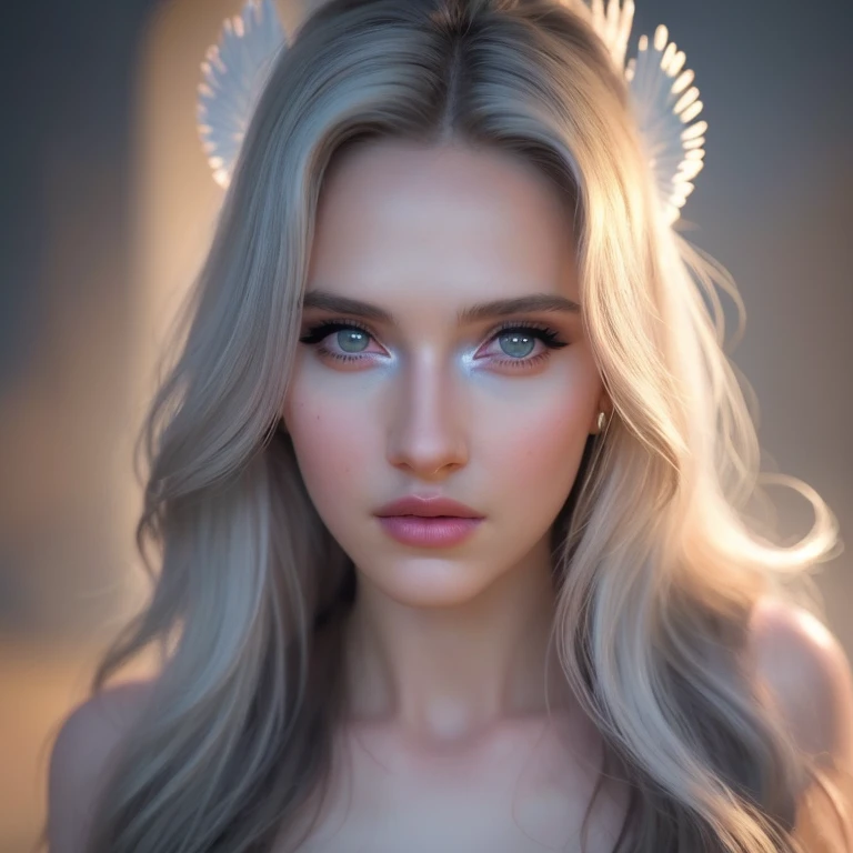 a angel celestial being con alas, highly detailed intricate features, glowing eyes, iridescent skin, flowing celestial hair, celestial patterns, ethereal and otherworldly, beautiful detailed face,8k, ultra-detailed, photorealistic, masterpiece, dynamic lighting, dramatic lighting, cinematic lighting, volumetric lighting, dramatic shadows, vibrant colors, cosmic, surreal, digital art, rayos, bastante iluminacion, wet