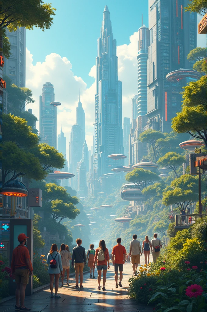 Make an image of the future of humanity in 40 years 
