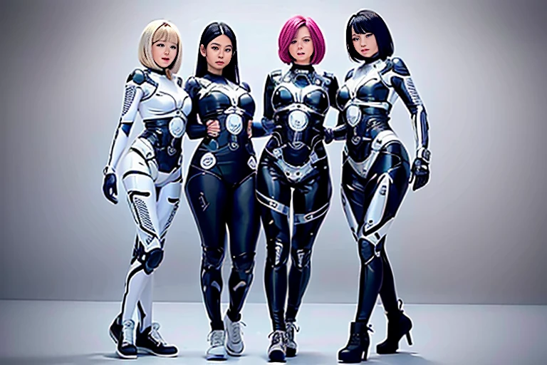 Android women take off their exoskeletons to show each other their internal skeletons, Full Body Shot, Group Selfie, All beautiful and cute women, Masterpiece, Full Body Shot, Everyone is looking at us, All of them have beautiful and cute human faces., All of them have their internal skeletons exposed from the neck down., Everyone has a different hairstyle,




 