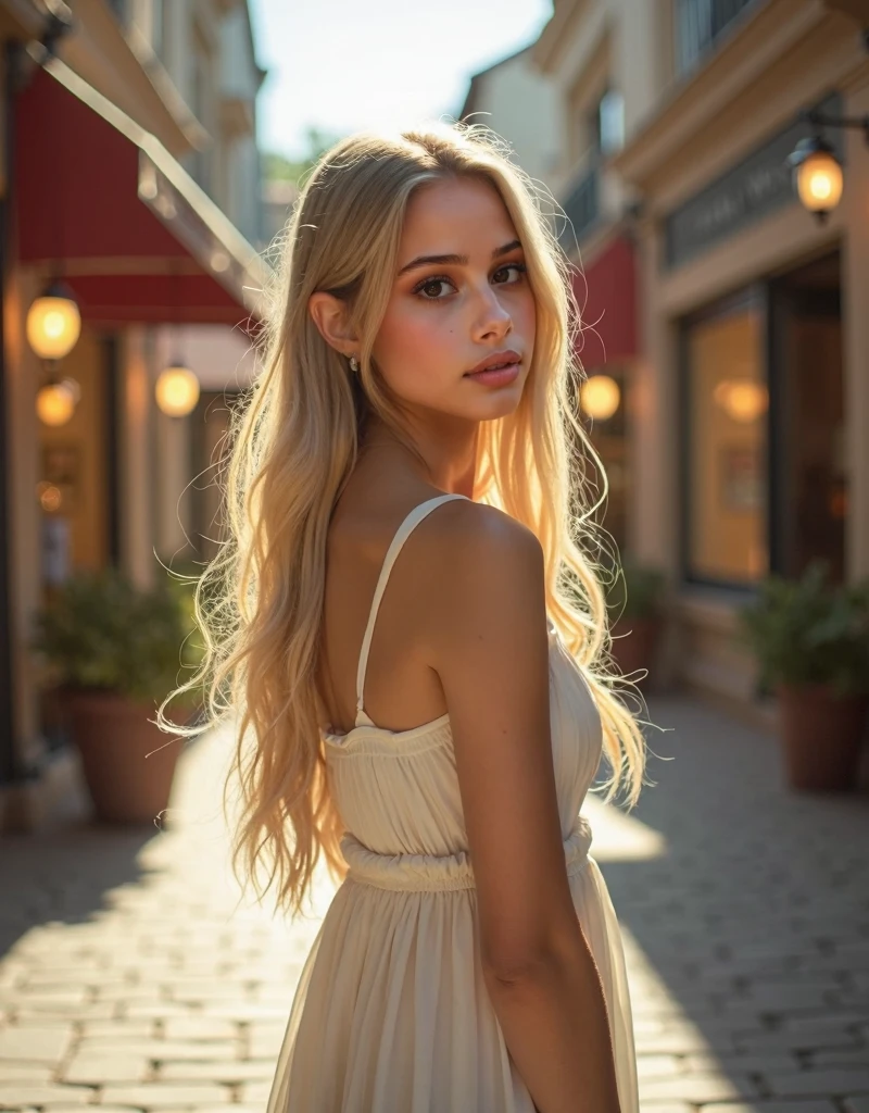 gorgeous woman with extra long wavy blonde hair, detailed alluring eyes, long sexy legs, wearing tiny shorts, t-shirt, ((detailed facial features)), (finely detailed skin), pale skin, realistic skin texture, extreme skin details, (pores:0.1), in the background beautiful futuristic cyberpunk city, best quality masterpiece, photorealistic, hyperrealistic, detailed, 8k, HDR, (Soft color: 1.2), shallow depth of field, broad light, high contrast, backlighting, bloom, light sparkles, chromatic aberration, sharp focus, RAW color photo