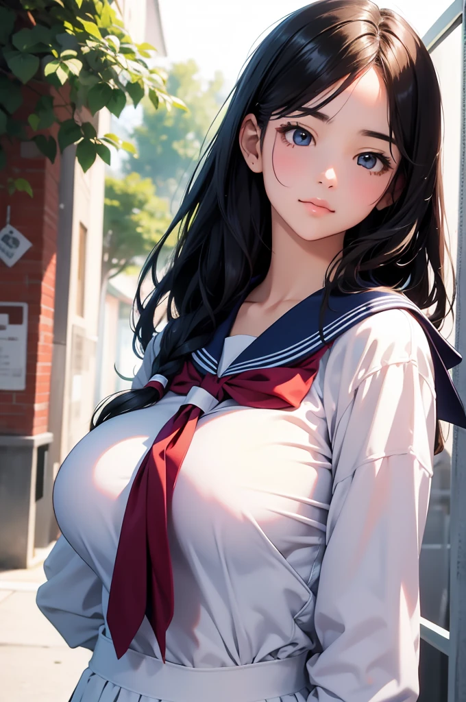 1 female，45 years old，Married women&#39;Breasts，Long legs，Big breasts and thin waist， 照片曝Light，（background：In the woods，Rainforest，In the summer，Strong wind） She has long black hair，Extra long hair，Long hair flying，Straight Hair，Red lips，stand up，Front view， OK， Gloomy sky，（（（masterpiece），（Highly detailed CG Unity 8k wallpaper），最OK质量，Light，详细background，Beautiful blue eyes，（Very delicate and beautiful），（Beautiful and detailed description of the eyes），Super detailed，masterpiece，）），face camera，high resolution，Super detailed），Exposing breasts，Exposing genitals， Convex，Camel toe，Sexy bulge，Primary school students（wear：Sailor Suit，Sailor hat，White pantyhose）