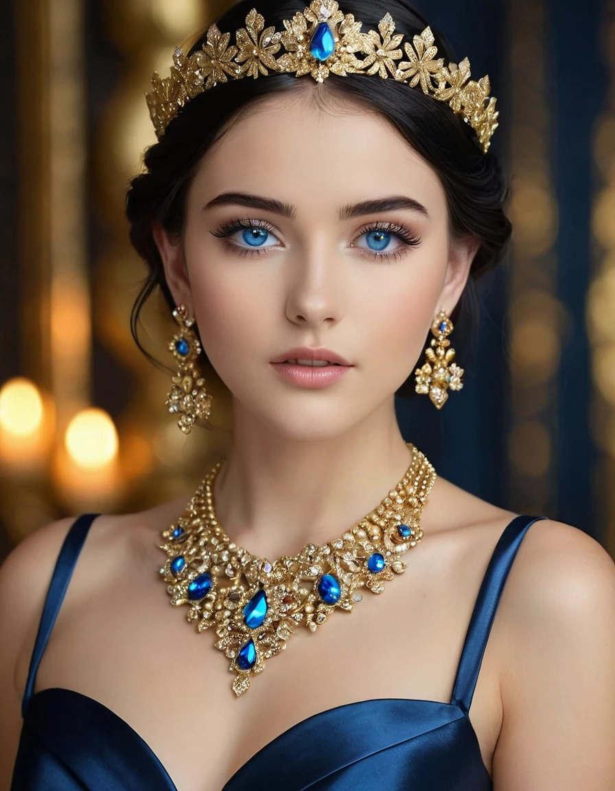 In the mid-16th century, the neckline disappeared and raised collars appeared. Shoes and fluffy skirts are in fashion; real fashionistas and fashionistas began to use perfume. Later, France begins to dictate fashion again. Laws of beauty appear, and the whole world follows the example of French women. The first editions of style and fashion appear. In the 18th and 19th centuries, fashion included: front sights, wigs, women's corsets, and the Rococo style.full body photography, big breasts, very long eyelashes, long diamond earrings,  big diamond collar 