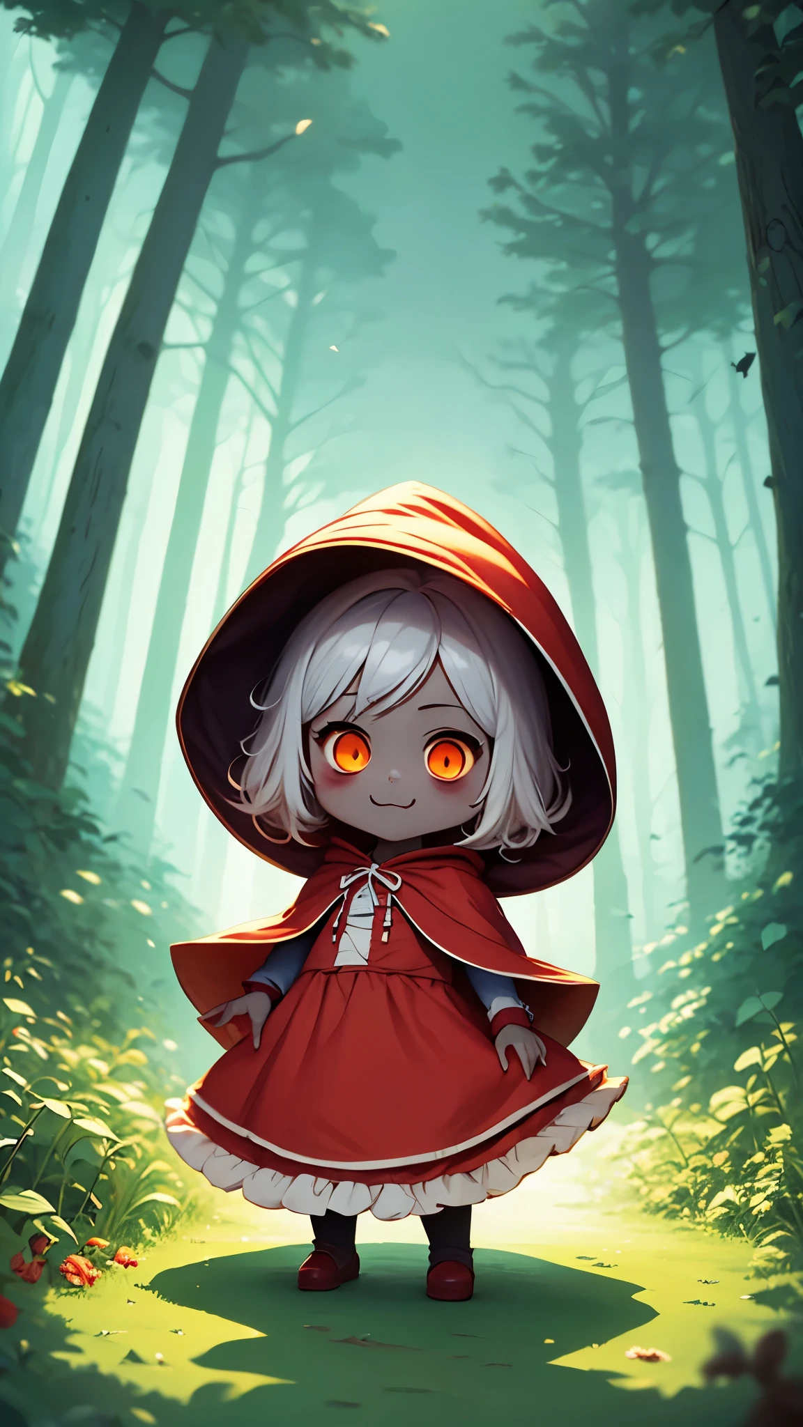 Illustration, Chibi Cute, Anime Girls, Little Red Riding Hood, hzk