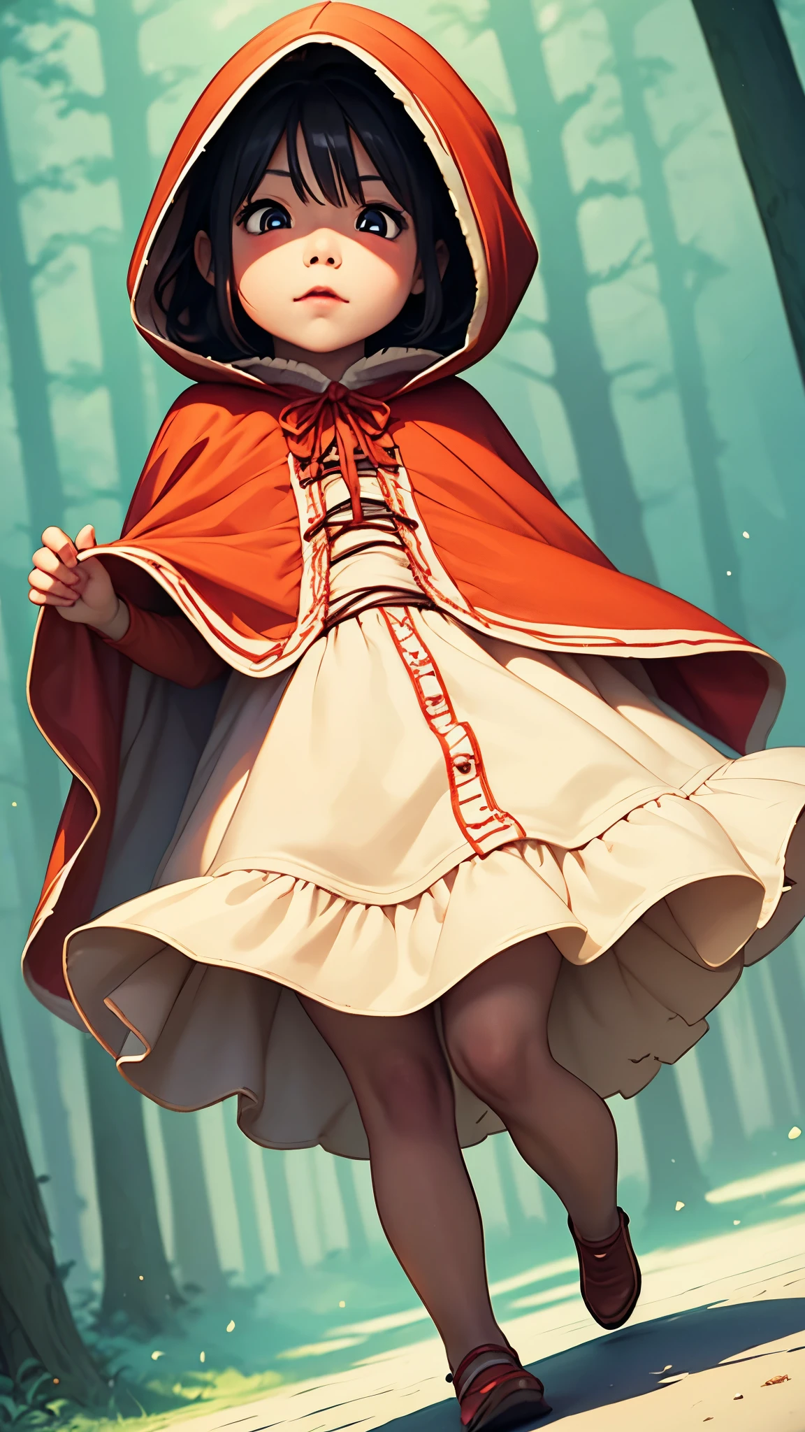 Illustration, Chibi Cute, Anime Girls, Little Red Riding Hood, hzk