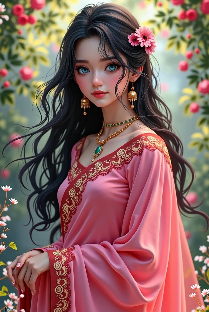 Delicate lady. Natural skin, long and voluminous hair, sharp eyes, a thin and upturned nose, shapely lips, typical makeup, intricately maximalist-detailed, vibrant, epic, smooth, cinematic, HD, backlit, and a shallow depth of field.
