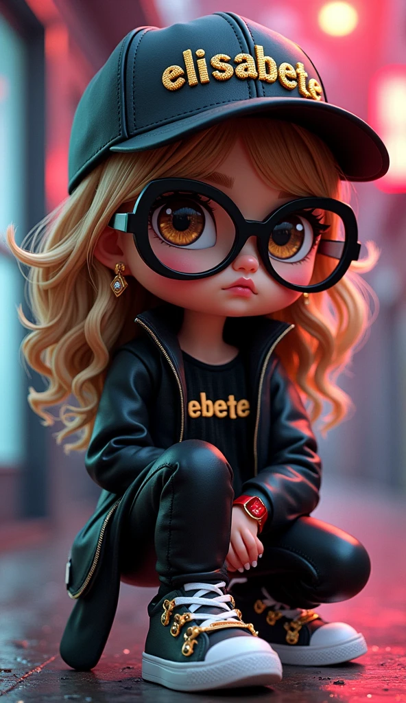 upper body, 1girl, loli, solo, Eye focus,Masterfully crafted Glow, pink lens flare, Cinematic background,colourful, hyper details, hdr, ultra detailed eyes, mature, plump, rainbow painting drops,(supermodel:1.3), indoors, (bioluminescent hair:1.1),(glowing eyes),  ((makeup)), fierce, powerful, splashes of colour absolutely eye-catching, dynamic angle, beautiful detailed glow, ambient occlusion, ambient light, raytraced reflections, retro style, living arcade characters, arcade style world, gloves, jacket,weapon, shorts, black gloves, black jacket, drill hair, black shorts, eye wear on head, bubble blowing, chewing gum, (Cute face:1.3),