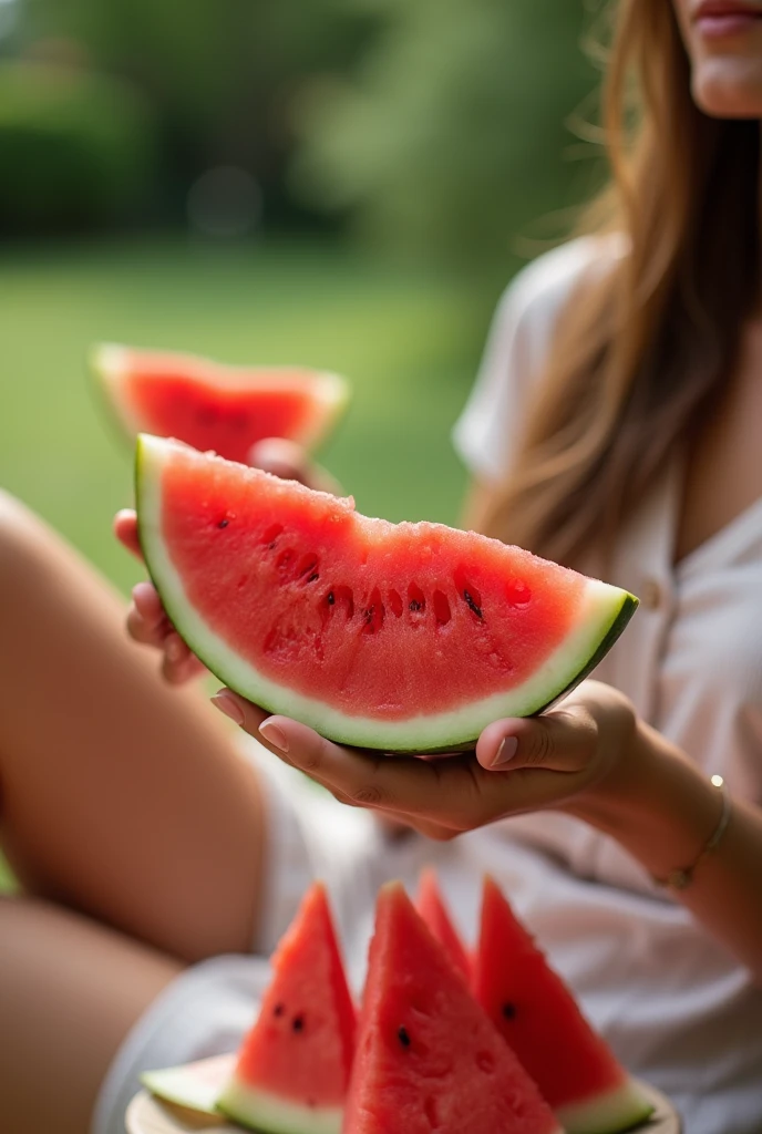 someone holding a slice of watermelon in their hands, watermelon, gestation inside a watermelon, watermeloncore, watermelons, 2 0 1 2 watermelon diner, wearing a melon, stock photo, material is!!! watermelon!!!, slice of life, fruit, summer, holding a stuff, cut, by Maeda Masao, 1787, help me