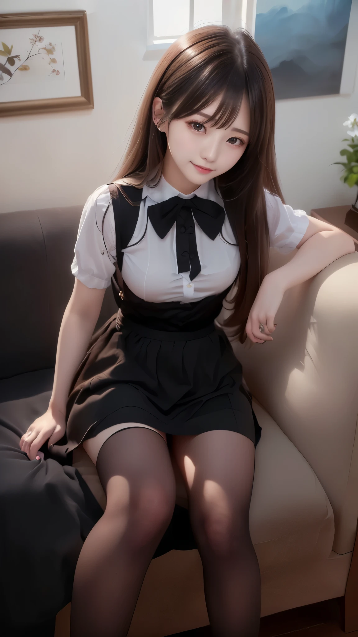 (8K、top-quality、masterpiece:1.2)、(reallistic、Photorealsitic:1.2)、 Phenomenally cute girl、16Japan Idols、韓国アイドル、 student、A smile、sitting on、(((pantyshot)))、(((Spread your legs apart)))、独奏、Classroom、watching at viewers、(Sit up:1.5)、In the school、Chest that looks like it's going to burst、Fine and beautiful eyes、)、(Dark blonde hair:1)、(Hair Long Hair:1.1)、pantyshot, Spread your legs apart, skirt by the, student clothes, white panties, sockes, A dark-haired, The shirt, bblurry, blurry backround, knee high, white shirt, lowfers, life-like, length hair, s lips, Brown-eyed, Black socks, neck tie, pleatedskirt, the bow, head rest, looking to side, plein air, Brown Footwear, masterpiece, top-quality, ultra-detailliert、(((pantyshot)))、(((Spread your legs apart)))、Inviting eyes