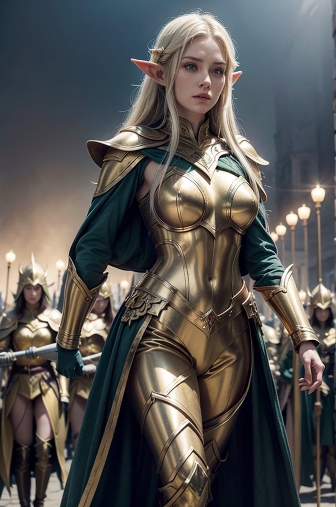Sigyn (Emilia Clarke) long braided blonde hair gold goddess of fidelity queen dress green cape gold circlet Asgard MCU