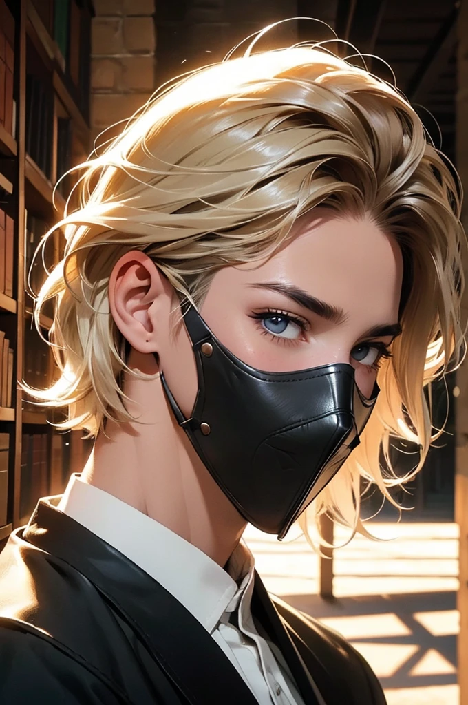 blonde hair male gagged in cocooned