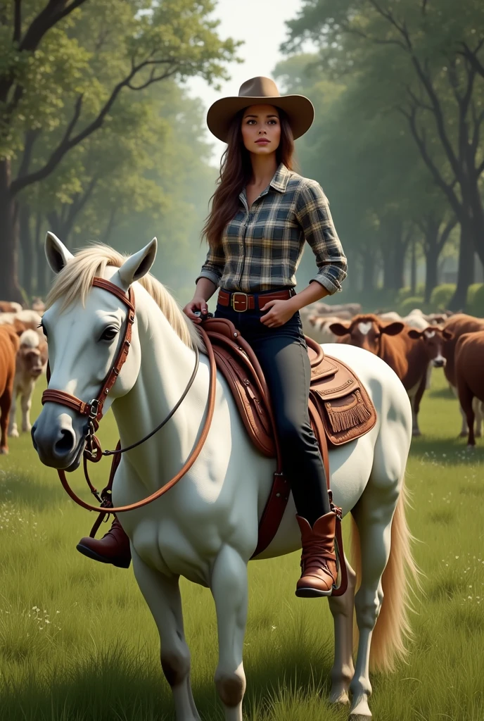  five year old cowgirl riding horse with flowered hat wooden fence