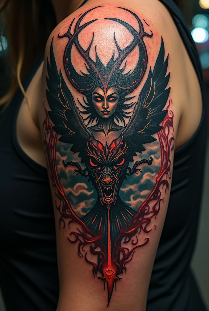 Lucifer tattoo design 
