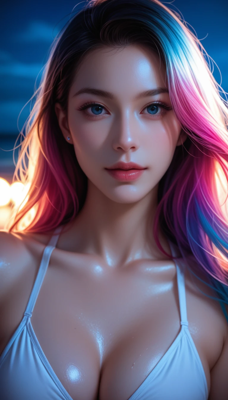A close-up of a woman with a very large breast, Digital art inspired by WLOP, trend on CGSociety, Digital art, 🤤 Portrait of woman, beautiful detailed body and face, beautiful Digital artwork, guweiz style artwork, realistic Digital art 4k, realistic Digital art 4 k, awesome anime face portrait, Beautiful soft lighting, beautiful digital illustration