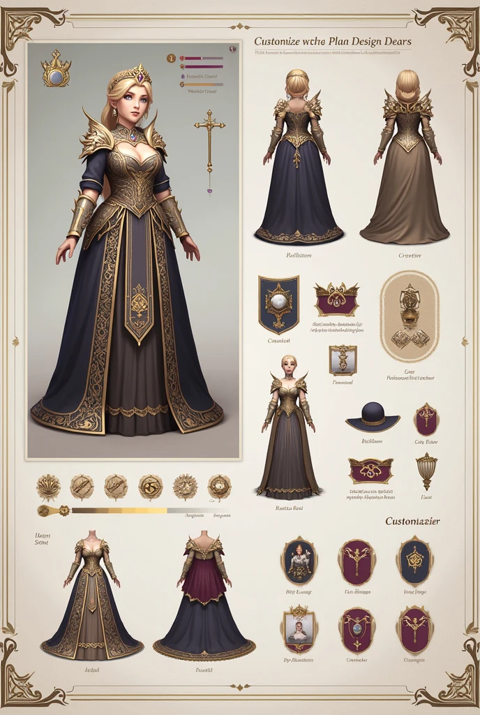 Arabian black female queen, cloth have steampunk and Arabian ecstatic, full body, shot mix of bold dark lines and loose lines, bold lines, on paper, turnaround character sheet, a short fat mechanic in steampunk world,