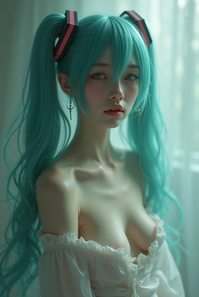nsfw, female idol、lipgloss, smiling face, full body Esbian、naked medium breasts, shiny long necklace,（turquoise blue and light green）、shiny latex tight mini skirt,（turquoise blue and light green）、Colorful hair, long white coat with white fluffy fur, (bright white:2）、conceptual art, High quality, Realistic, extremely detailed CG unified 8k wallpaper, highly detailed, High-definition raw color photos, professional photography, Realistic portrait, Cinematic Light, Beautiful detailed, Super Detail, high details, (((Bokeh))), depth of fields, illumination, Neon Street, Super stylish lighting 