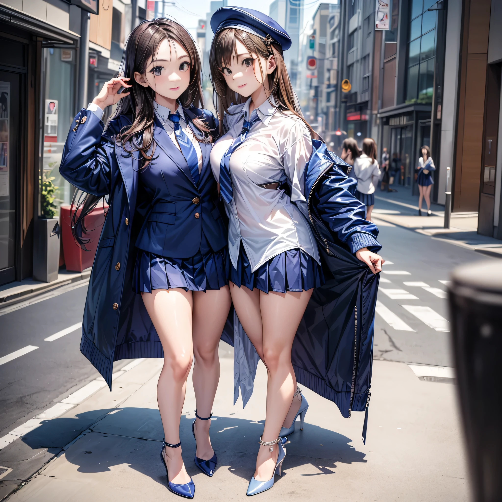 RAW photo, best quality, masterpiece:1.2), (realistic, photo-realistic:1.37), (omertosa),1girl,(aegyo sal:1), ((puffy eyes)) thigh highs, huge breasts,(full body), looking at viewer, facing front,(black legwear),(collared shirt:1.1), bowtie,pleated skirt, (Zettai Ryouiki), cute, tokyo street,cityscape, professional lighting, photon mapping, radiosity, physically-based rendering, cat ears,full-face-blush, gloom \(expression\), (shy),black hair, <lora:arknightsTexasThe_v10:1>