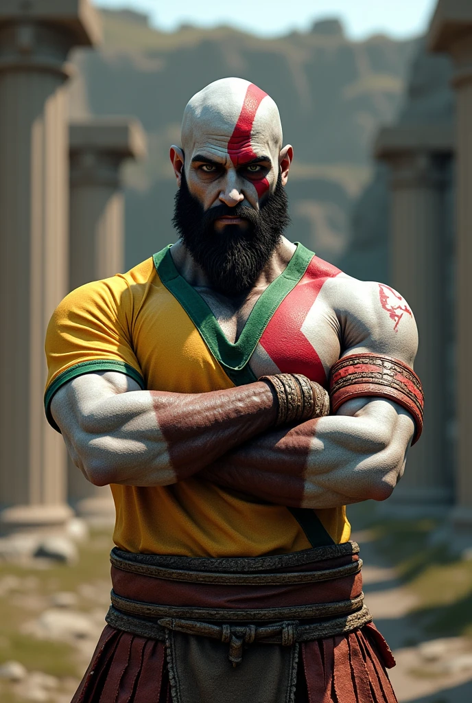(masterpiece, best quality), 8K,(((Very detailed))), God of War Kratos,god of war,,Transparent body with colored glass background, Mandala,Light Up,cold,Photorealistic rendering, Dramatic Lighting, In sharp contrast