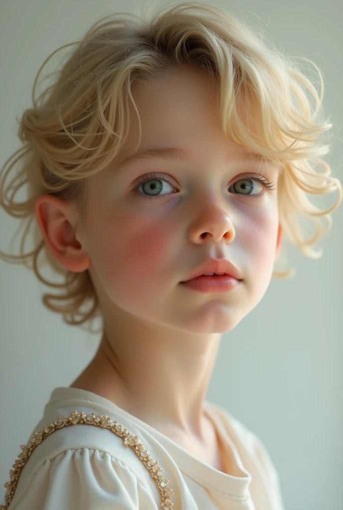 A four-year-old red-haired girl, with short curly hair and green eyes with a four-year-old albino girl with white hair and blue eyes