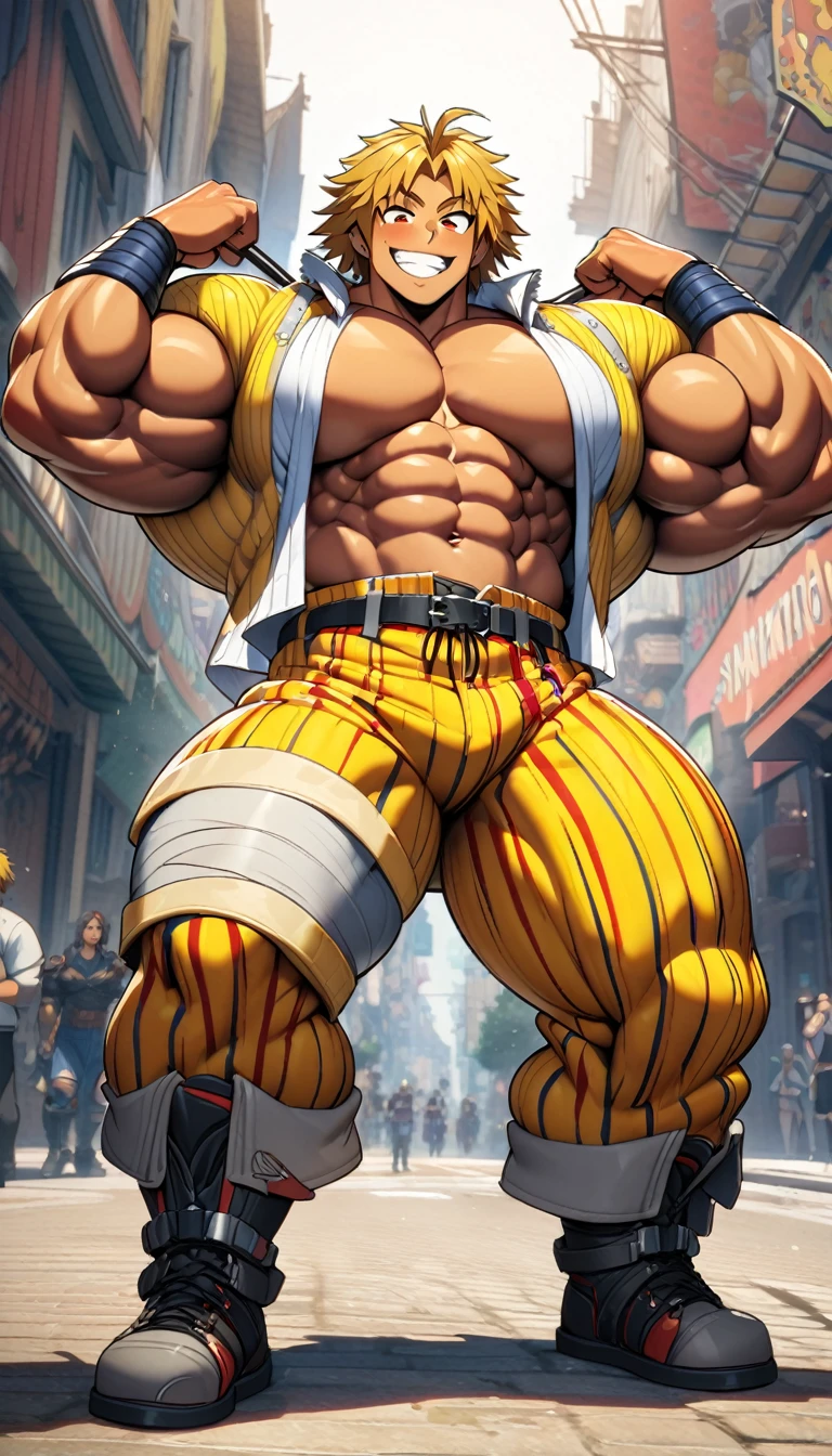 Highest quality,Huge muscles,Full Color,tidus,Massive ,smile wickedly,Open shirt,Shake hard,Devil&#39;s Wings and Tail,Normal position,Sucking a huge penis in my mouth,Rubber Suit,Magic circle tattoo,Sex,2boys,Zoom out,Full body photo,Stick your tongue out,The devil enters the body,Pole dancing,Warrior&#39;s Stance,