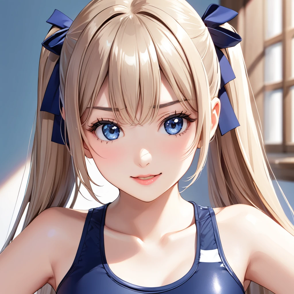 High resolution, woman , Good lighting, Despicable, , (No nudity), (((光沢のあるNavy school swimsuit))), (Navy school swimsuit),   Cute Face, I&#39;I blushed in embarrassment., Humiliating, ((Sit with your legs apart)), ((Wet with sweat))((Sticky liquid on the body))Sitting on the bed、I&#39;m in the room、