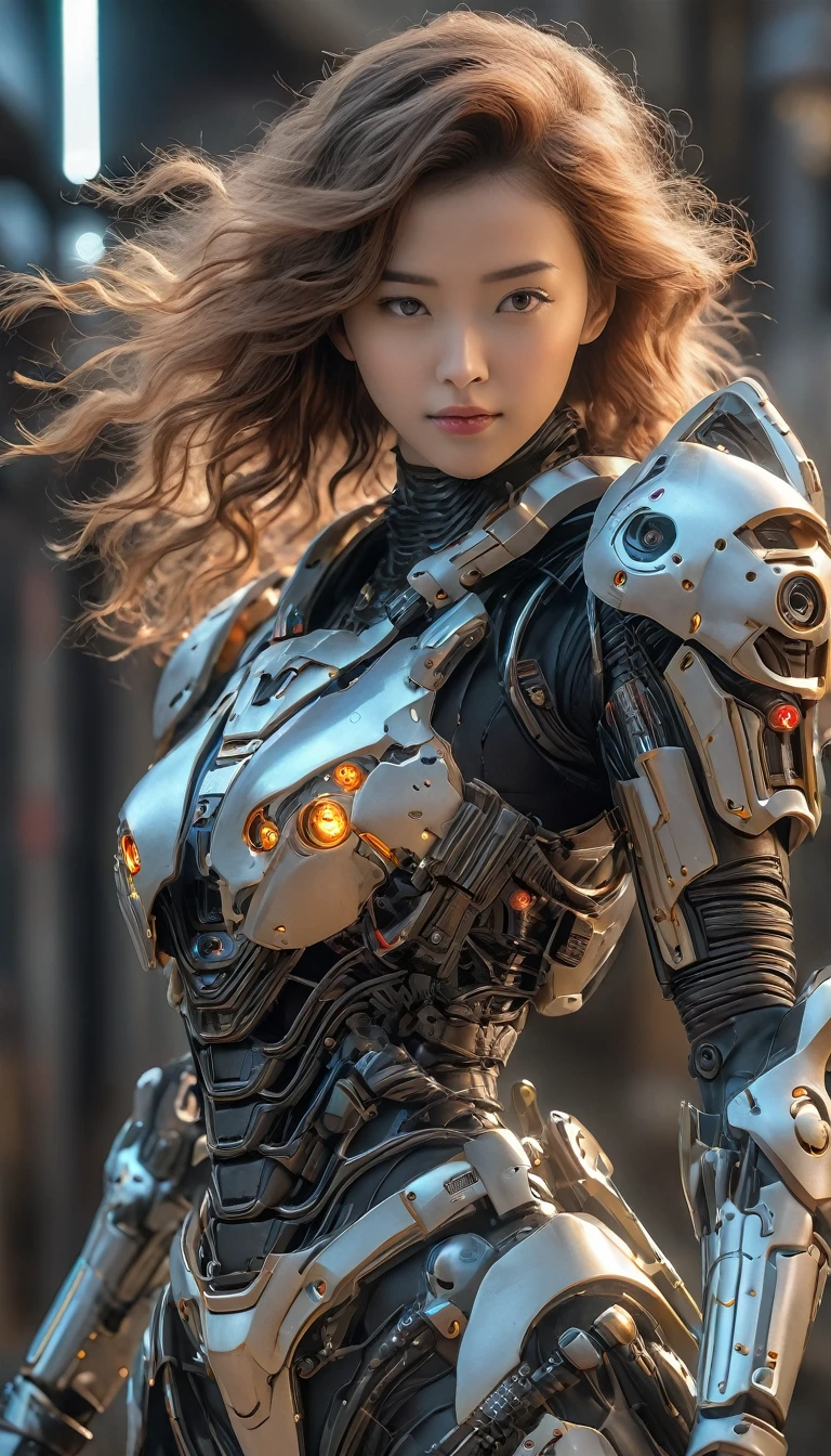 (Best Quality, 4K, 8k, High resolution, masterpiece: 1.2), (Very detailed, Realistic, Realistic:1.37), Futuristic衣装を着た女性, A woman wearing exoskeleton cyber armor, The armor fits snugly、((She has a plasma gun in her hand)), Full body photo, Maximum details, She&#39;s a cyber girl with a laser rifle,Superior quality through precise drawings, 8k,chest, blue eyes, High resolution, 超High resolution, Best Quality, Shortcuts, Big chest, Cinematic Lighting Effects, Futuristic, blonde, 美しいBlack Hairの女性, blue eyes, Cyberpunk style woman, ((Inside a high-tech spaceship)), High-quality images、Black Hair, Shortcuts,