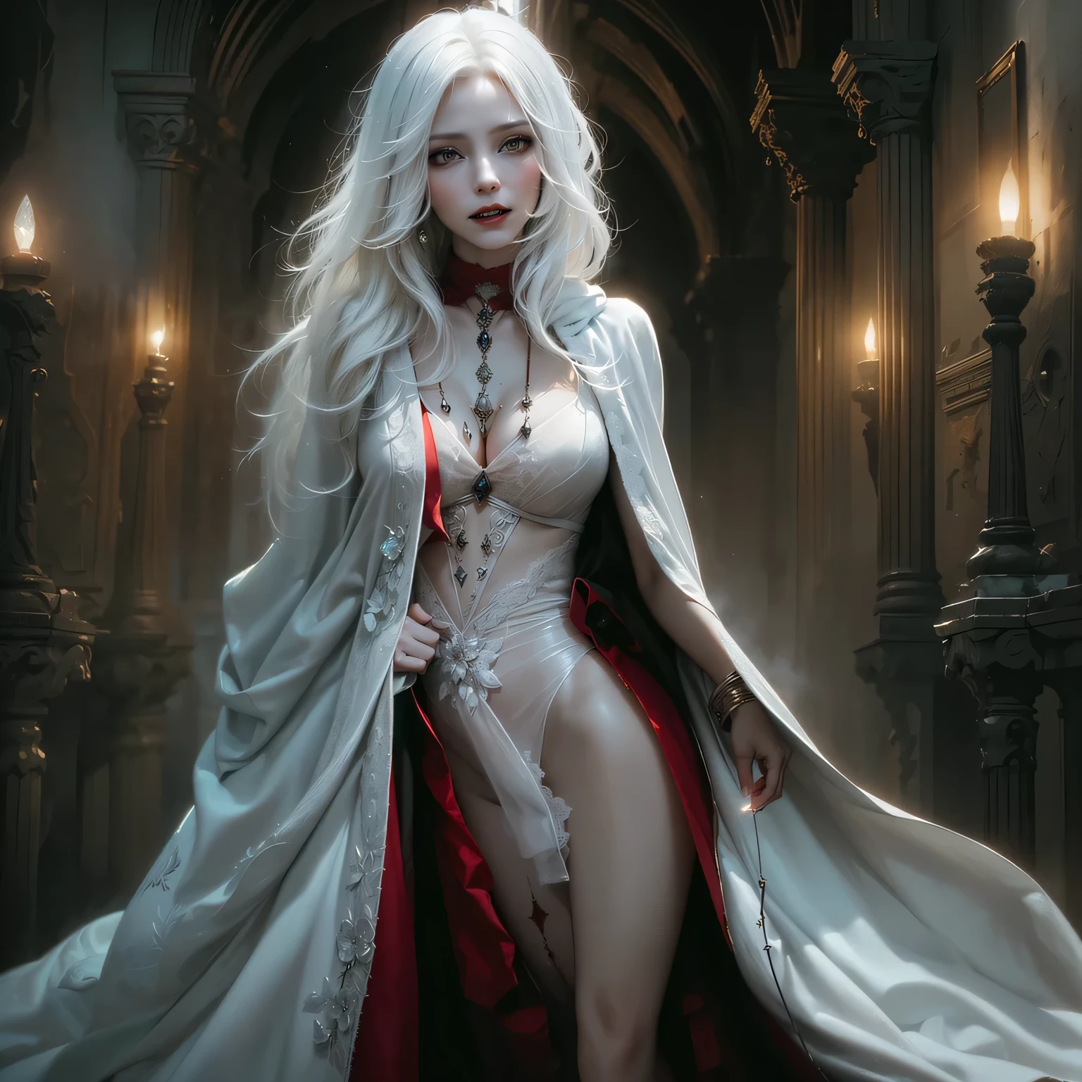 portrait of femme_fatale, long_hair, realism, 