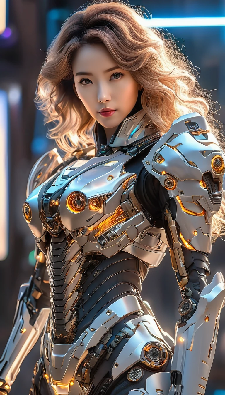 (Best Quality, 4K, 8k, High resolution, masterpiece: 1.2), (Very detailed, Realistic, Realistic:1.37), Futuristic衣装を着た女性, A woman wearing exoskeleton cyber armor, The armor fits snugly、((Cyber girl with laser gun)), Full body photo, Maximum details, she&#39;Cyber girl with laser gun,Superior quality through precise drawings, 8k,chest, blue eyes, High resolution, 超High resolution, Best Quality, Shortcuts, Big chest, Cinematic Lighting Effects, Futuristic, 美しいBlack Hairの女性, blue eyes, Cyberpunk style woman,Blue Light Illumination， ((Inside a high-tech spaceship)), High-quality images、Black Hair, Shortcuts,