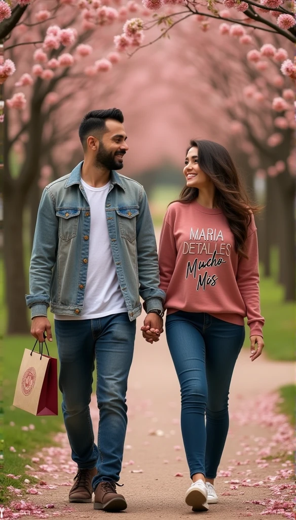 Couple standing in the front of aifal tower u and s alphabet printed on their shirts