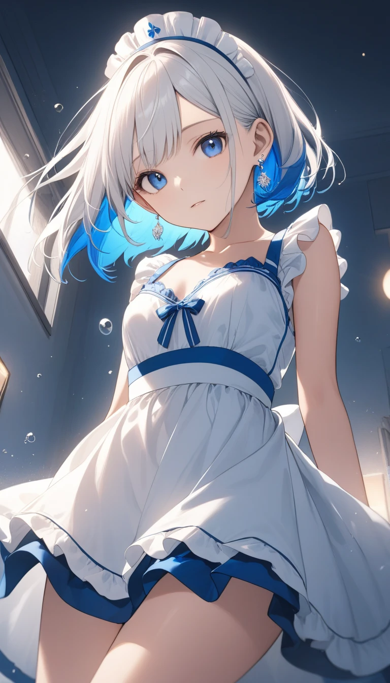 Black hair, blue eyes, bob, maid outfit, rabbit