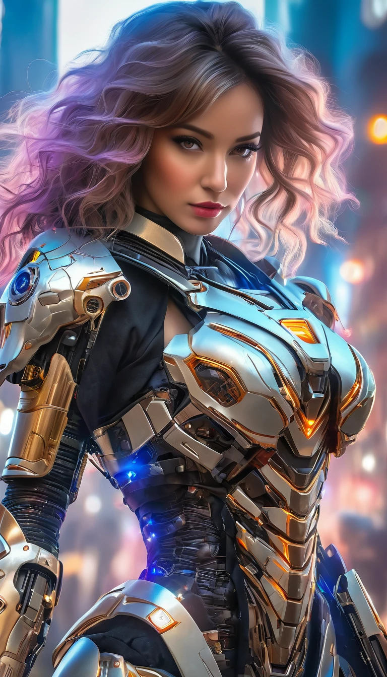 (Best Quality, 4K, 8k, High resolution, masterpiece: 1.2), (Very detailed, Realistic, Realistic:1.37), Woman in futuristic costume, A woman wearing exoskeleton cyber armor, The armor fits snugly、((Cyber girl with a laser gun)), Full body photo, Maximum details, she&#39;Cyber girl with a laser gun,Superior quality through accurate drawings, 8k,chest, blue eyes, High resolution, 超High resolution, Best Quality, Shortcuts, Big chest, Cinematic Lighting Effects, 未来的な美しいBlack Hairの女性, blue eyes, Cyberpunk style woman, (((Hi-tech spaceship interior with blue light illumination))), High-quality images、Black Hair, Shortcuts,