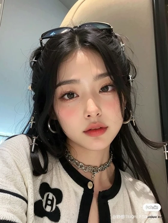 um close up de uma mulher com um cabelo preto e uma camisola branca, cruel korean goth girl, Ulzzang,  coreana, maquiagem sul-coreana popular, maquiagem coreana popular, young adorable korean face, Mulher sul-coreana bonita, korean face features, linda mulher coreana jovem, wan adorable korean face, mulher coreana jovem bonita, south east asian with round face