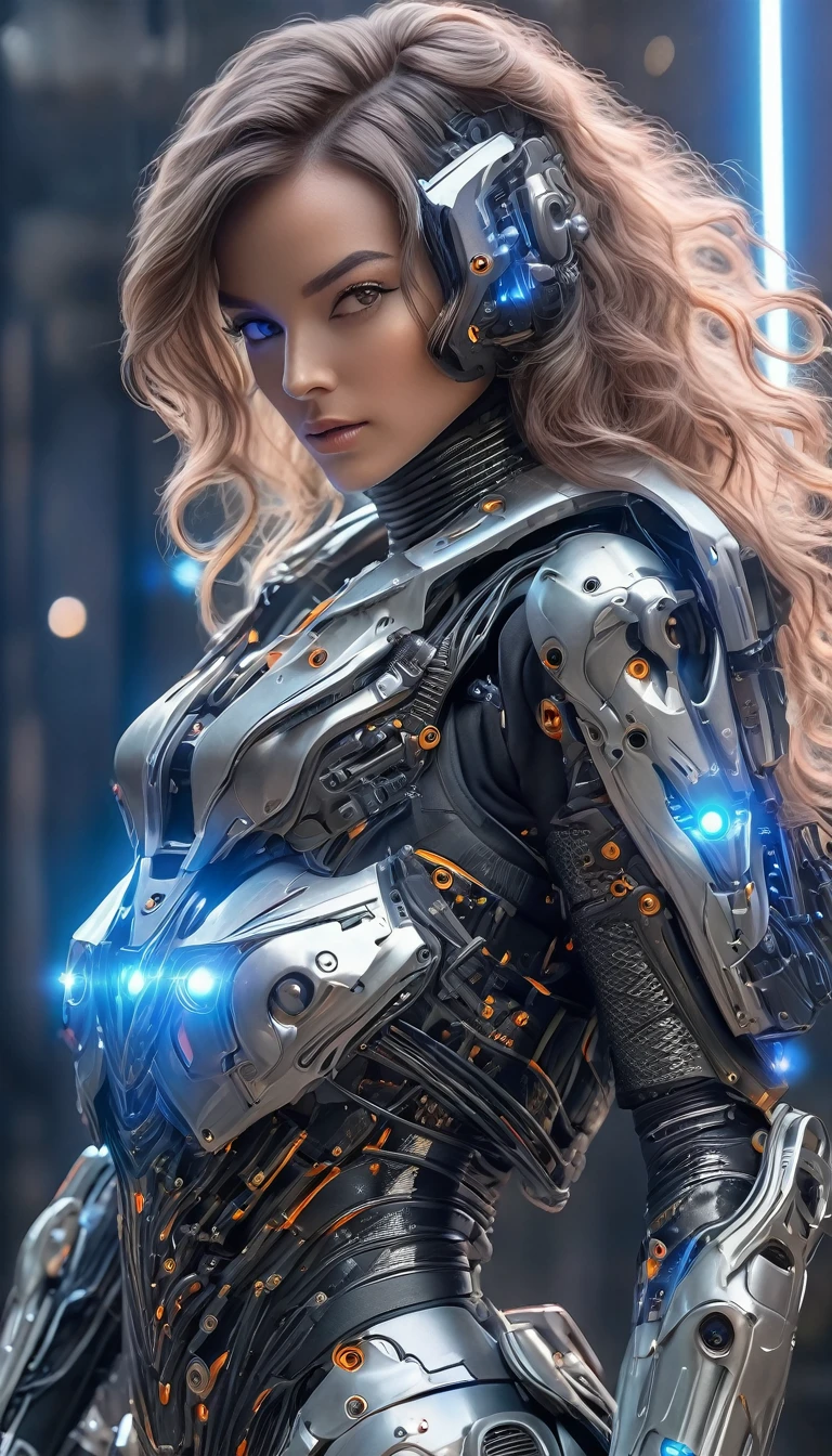 (Best Quality, 4K, 8k, High resolution, masterpiece: 1.2), (Very detailed, Realistic, Realistic:1.37), Woman in futuristic costume, A woman wearing exoskeleton cyber armor, The armor fits snugly、((Cyber girl with a laser gun)), Full body photo, Maximum details, she&#39;,Superior quality through accurate drawings, 8k,chest, blue eyes, High resolution, 超High resolution, Best Quality, Shortcuts, Big chest, Cinematic Lighting Effects, ((未来的な美しいBlack Hairの女性)), 輝くblue eyes, Cyberpunk style woman, (((High tech spaceship interior with blue light illumination))), High-quality images、Black Hair, Shortcuts,