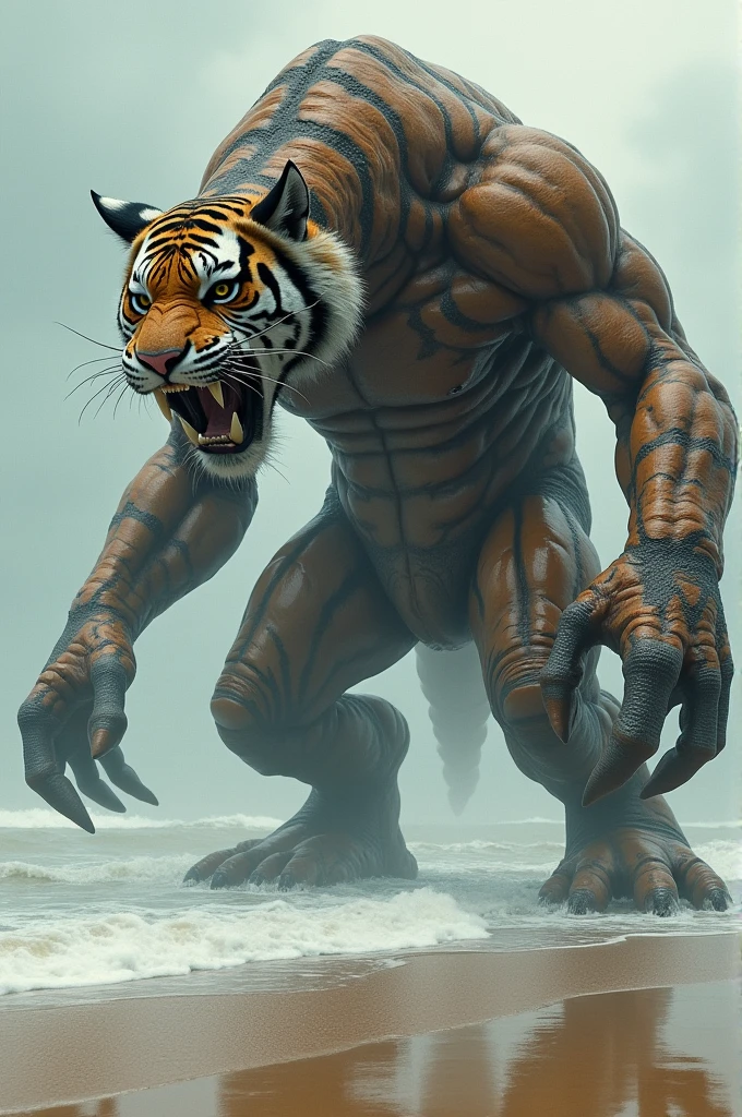 Movie scene tiger creature mythology 8k, first quality, ultra-detailed animation, best 3D model, dark aesthetics, dramatic ambient lighting, stunning composition, engaging particle effects, strategic depth of field, wide angle, realistic shadow effects, high quality textures, fantastic landscape.