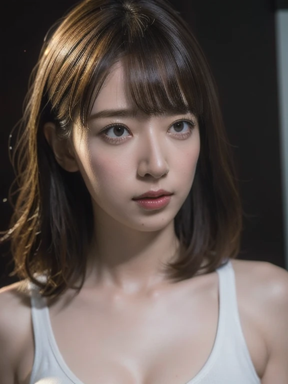 (8k, RAW Photo, Best Quality, Masterpiece:1.2), Ultra Detail, Super Resolution, (Realistic, Realistic Photo:1.37), Portrait, High Detail RAW Color Photo, Professional Photo, Extremely Detailed and Beautiful, Extremely detailed, 8k wallpaper, amazing and detailed, huge file size, official art, highly detailed CG unity 8k wallpaper, highly detailed beautiful girl, highly detailed face, highly detailed eyes, highly detailed skin, highly detailed fingers, highly detailed nose, very detailed detailed mouth , perfect anatomy, highly detailed background, highly detailed clothes, 1girl, (20:1.2), 16s, cute girl, realistic body, , fair skin, glowing skin , slim body, handsome body, black hair , short hair, (blunt bangs:1.2), smile, cute, youthful, cute face, realistic face, delicate eyes, drooping eyes, lingerie, see-through, earrings, looking at viewer, facing front, standing posture, Contraposto, dynamic lighting, very large breasts, bedroom,