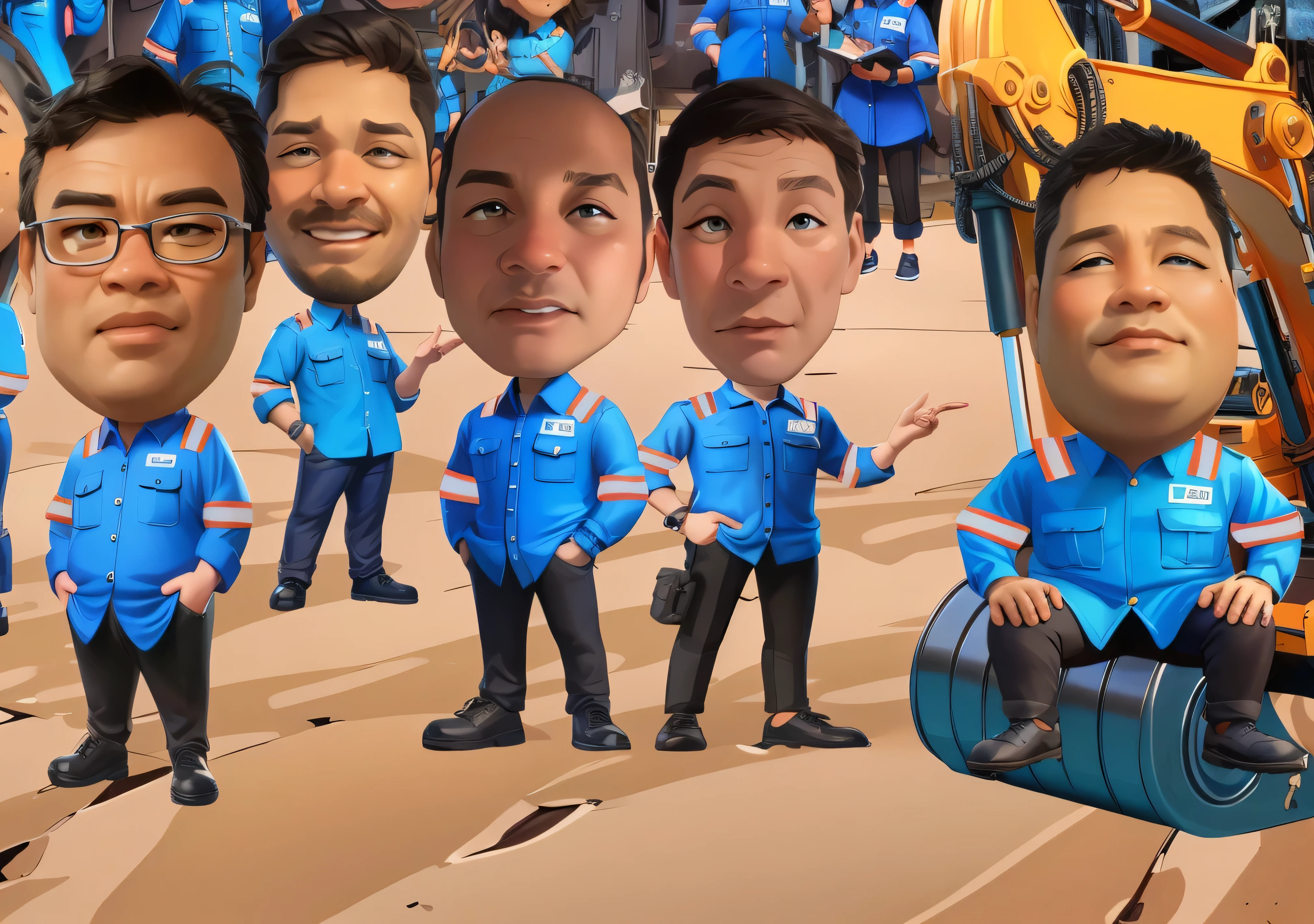 arafed image of a group of people in blue uniforms, fanart, caricature illustration, caricature style, avatar image, charicature, with fully detailed faces, telegram sticker, in cartoon style, official fanart behance hd, detailed cartoon, caricature!!!, caricature, official fanart, 9 k, 9k, full team, official illustration, cartoon style illustration